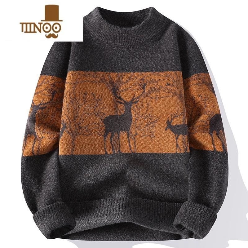 YANXU雪尼尔半高领毛衣男士冬季青少年加绒加厚打底衫高中学生保暖上衣图片