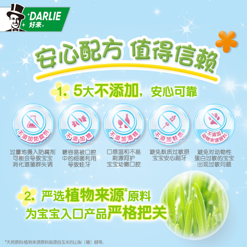 DARLIE好来原黑人)乐固齿柠檬呵护萌牙60g儿童牙膏6-12岁套装防蛀固齿