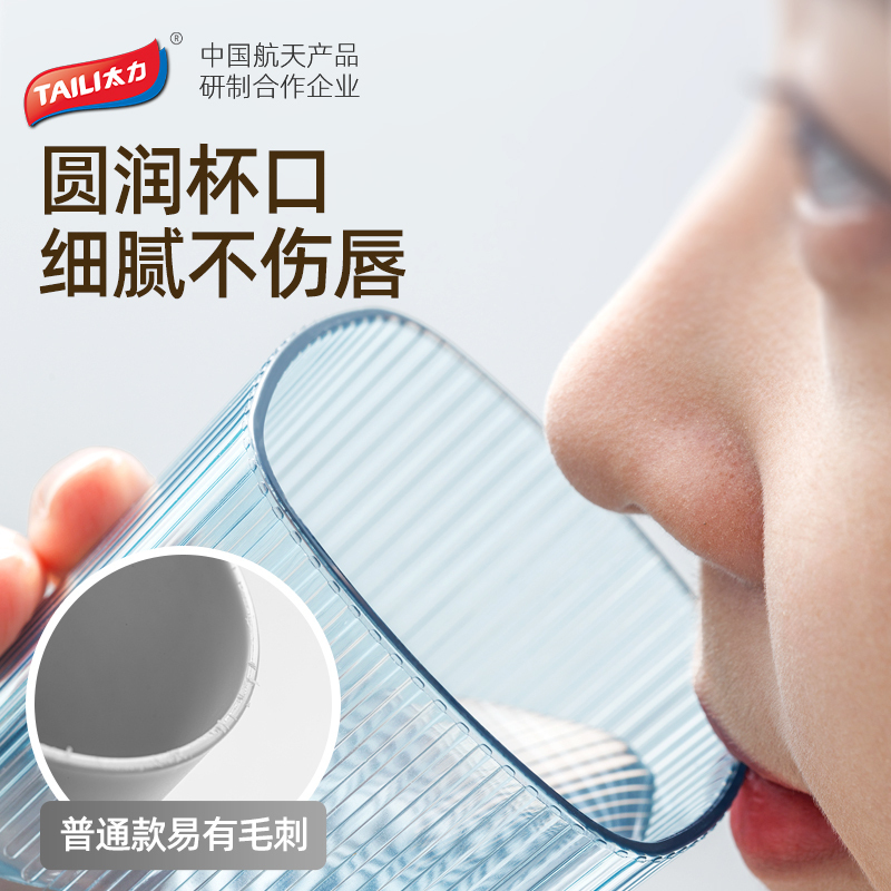 太力家庭洗漱杯儿童漱口杯情侣款防霉抗菌牙缸牙具置物架刷牙杯子-[三人款]水晶蓝+柠檬黄+蔷薇粉高清大图