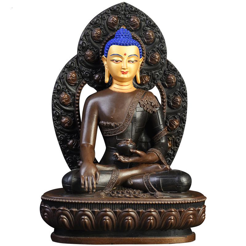 家柏饰(CORATED)佛像释迦牟尼佛 背光坐莲花如来佛摆件释迦摩尼密宗尼泊尔高清大图
