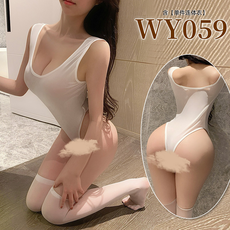 九里晴川性感透视睡衣奶白甜美连体免脱打底女用成人用品内衣 WY059 均码 WY059 均码