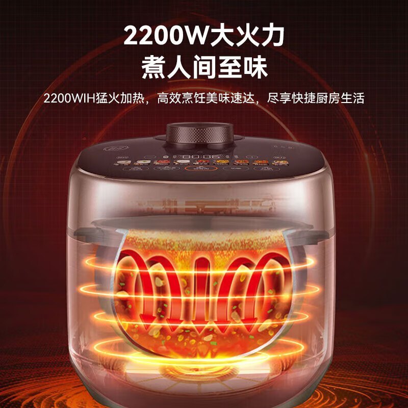 苏泊尔(SUPOR)电压力锅5L容量球釜内胆智能鲜呼吸高压锅多功能压力锅家用炖肉煲汤锅6分钟快手菜SY-50FH79Q