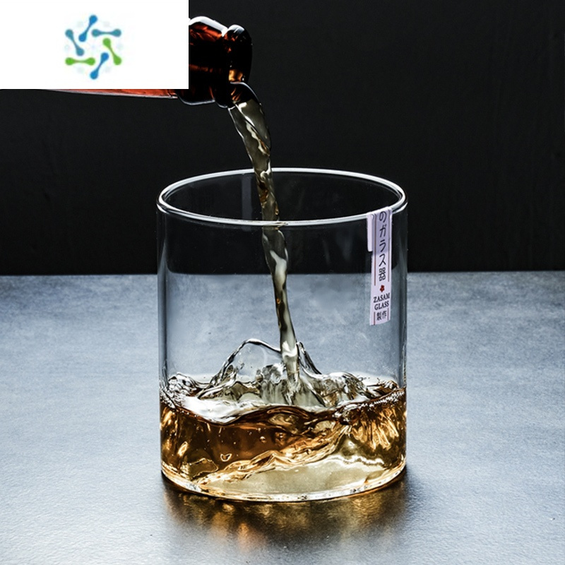 三维工匠日式创意玻璃水杯威士忌酒杯观山杯子威士忌杯啤酒杯家用 大号观山杯(送杯垫)