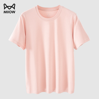 猫人短袖t恤女士80S莫代尔棉学生白色休闲打底女宽松上衣2025新款 M【推荐80-100斤】 粉茶色
