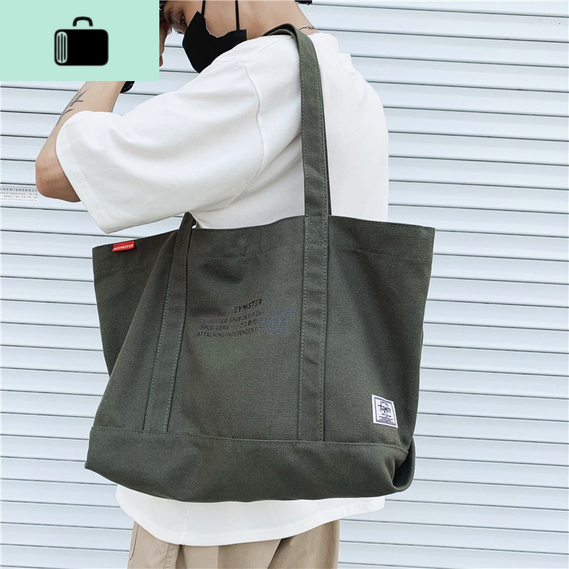 大容量帆布袋男男士休闲手提袋单肩斜挎学生上课包放书文艺手拎包new