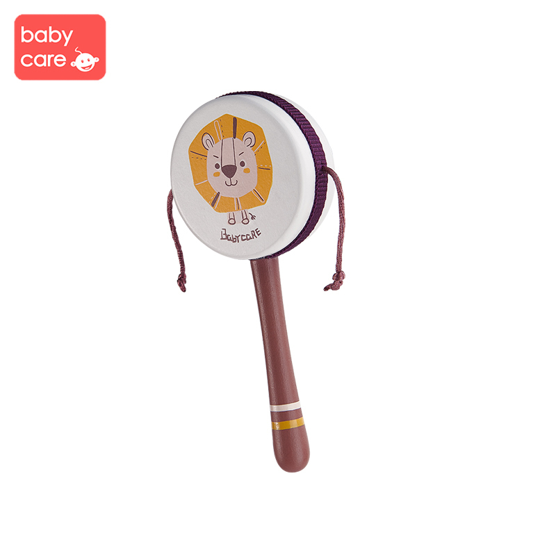 babycare婴儿拨浪鼓可啃咬传统木质0-1岁宝宝波浪鼓 手摇鼓玩具 辛德白 7324