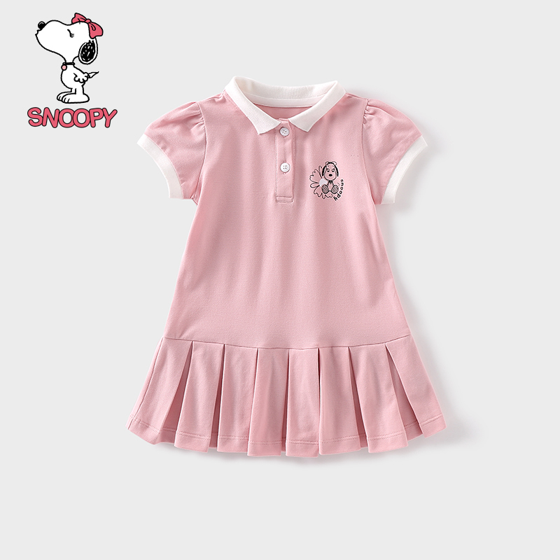 史努比童装夏季新款女童连衣裙宝宝洋气连衣裙儿童学院风裙子女