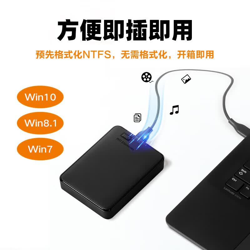 西部数据(WD)移动硬盘USB3.0 Elements新元素系列2.5英寸机械硬盘大容量手机电脑外置外接1TB经典元素高清大图