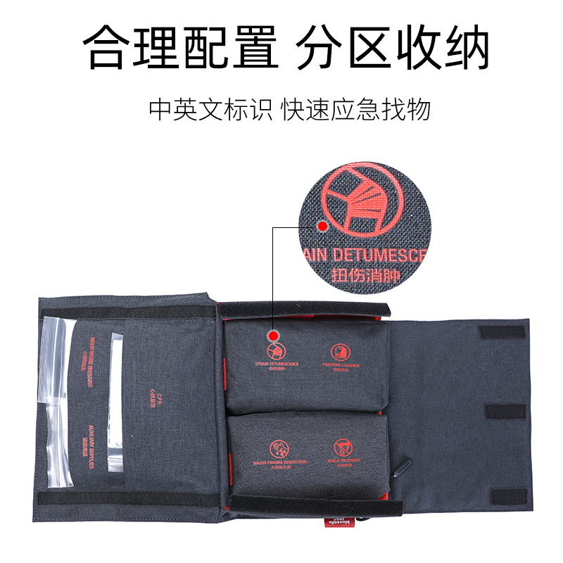 蓝帆 车载急救包黑色旗舰版车用应急包个人私家车户外救生家用车用防灾逃生物资储备礼包套装