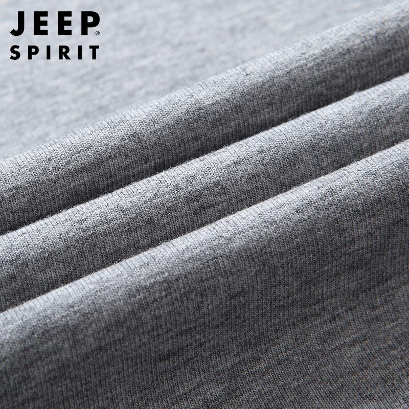 JEEP SPIRIT吉普新款秋冬男士卫衣时尚字母圆领套头衫纯棉微弹男士体恤衫灰色外套