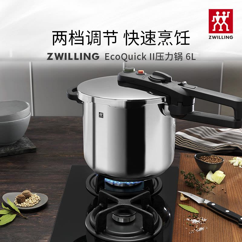 双立人(ZWILLING) EcoQuick II压力锅6L 不锈钢高压锅电磁炉燃气灶通用