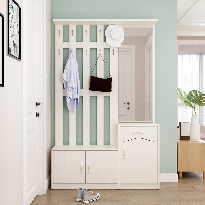 寻木匠鞋柜厅玄关柜隔断入户收纳中式衣帽柜带挂衣架穿衣镜一体换鞋凳