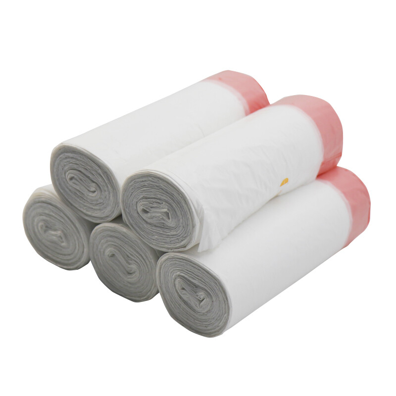 海斯迪克 抽绳垃圾袋 HKZX-55 45*50cm 加厚白袋红绳 20只 1卷高清大图