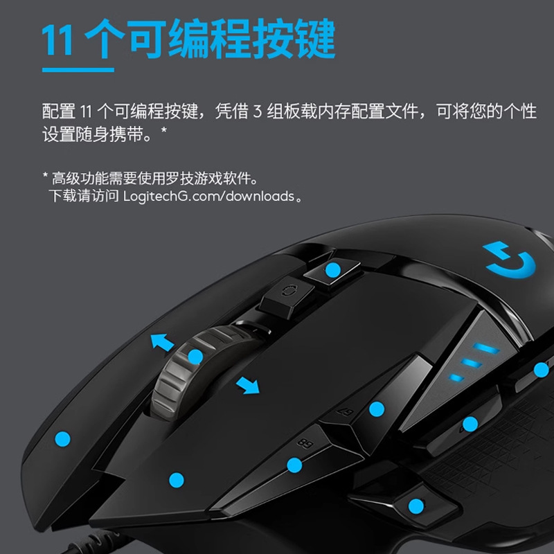 罗技 主宰者有线游戏鼠标电竞游戏鼠标 G502Hero高清大图