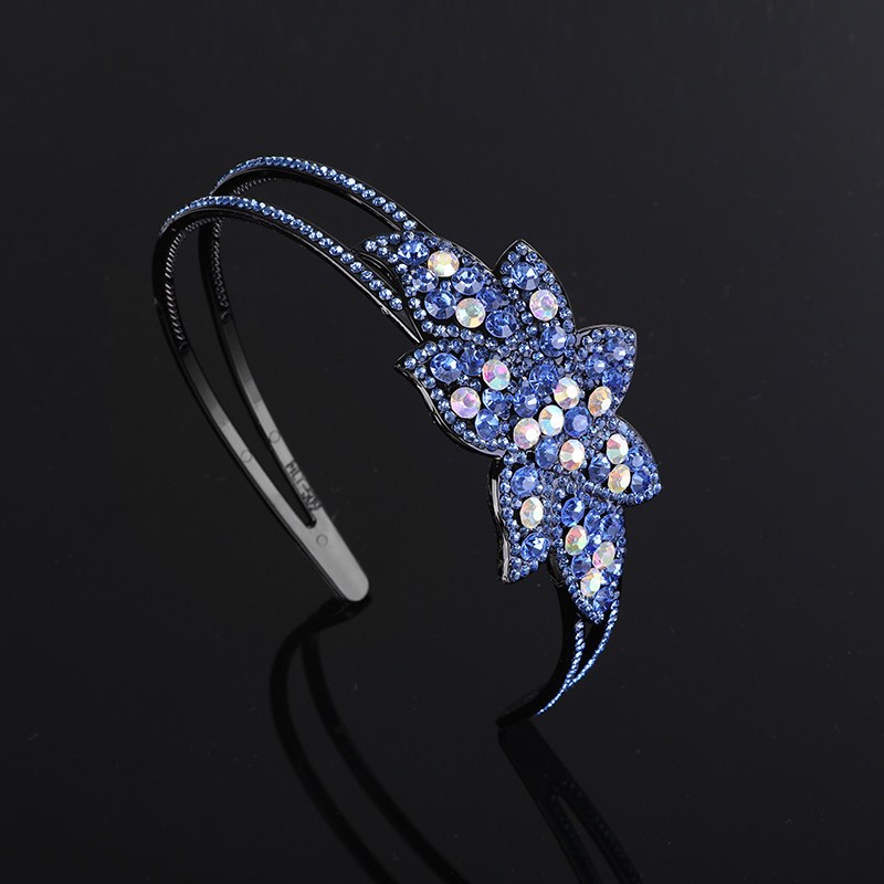 带齿防滑卡子发箍双排水钻花朵发夹简约气质宽边压发成人头箍