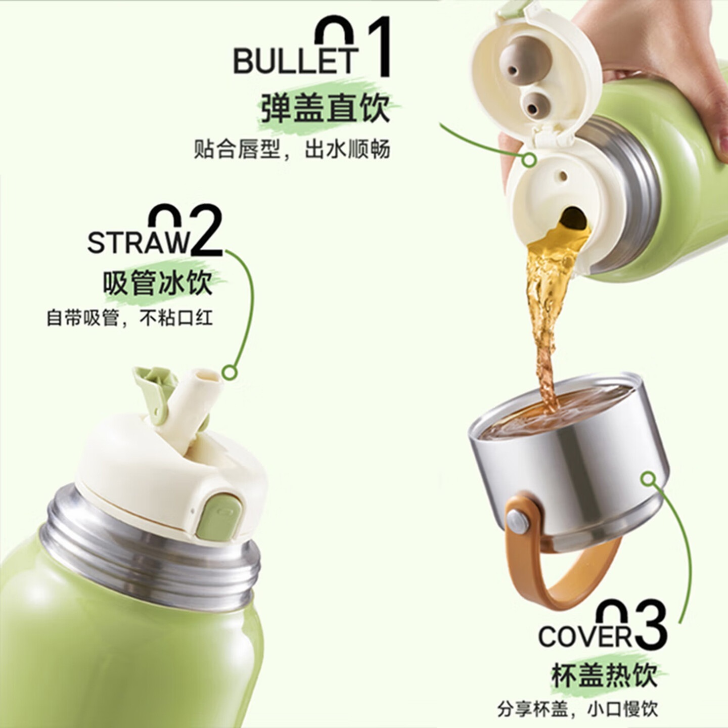 苏泊尔 700mL多饮随享保温杯KCV70BK10高清大图
