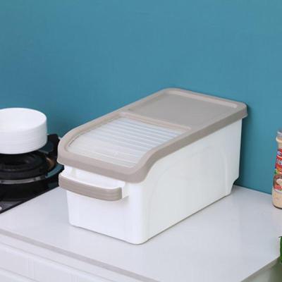 米桶储米箱30斤米面粉收纳箱20斤装防虫防潮家用全密封装米桶米缸 卡其 加厚款20斤米桶(送量杯)