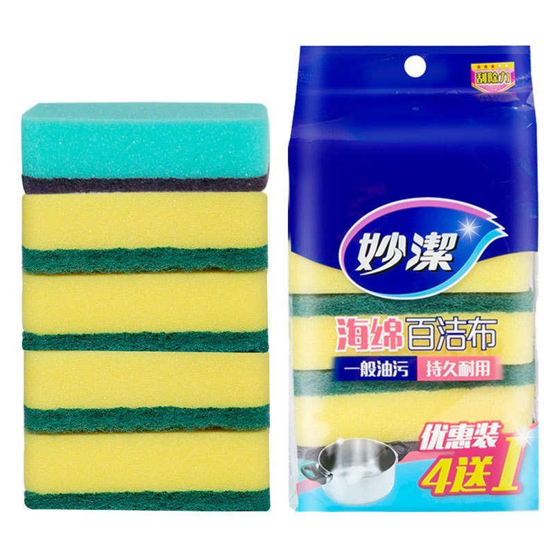 妙洁 海绵 (一般厨具用) 百洁 布 4+1片装 MHS4(单位:袋)