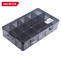 得力（deli）DL432307 零件盒 28×18×6cm 15格 黑 1只