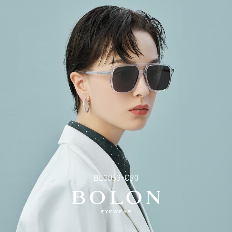 BOLON暴龙眼镜2021新品板材太阳镜男偏光双梁飞行员框墨镜BL3053