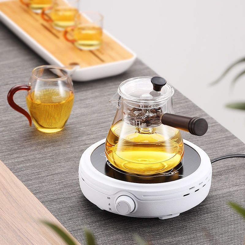 电陶炉茶炉煮茶器小型迷你铁壶烧水泡茶电热玻璃家用煮茶壶|白色 玻璃