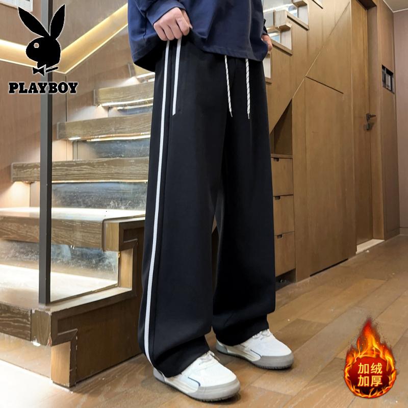 花花公子新款青少年学生裤男装直筒休闲加绒加厚奥粒绒卫裤K773R_318高清大图