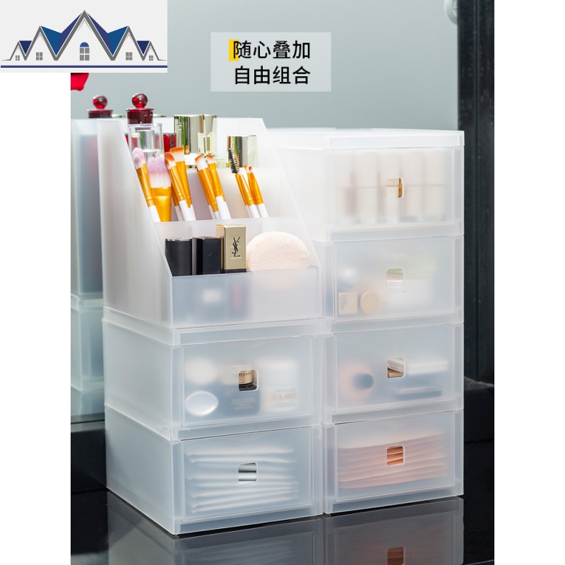 收纳盒桌面抽屉式塑料文具手账杂物小储物盒透明化妆品宿舍学生 三维工匠高清大图