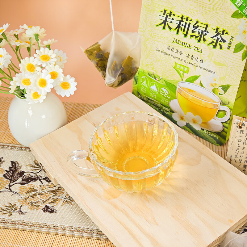 知福茉莉绿茶袋泡茶独立三角包好山茉莉绿茶高清大图