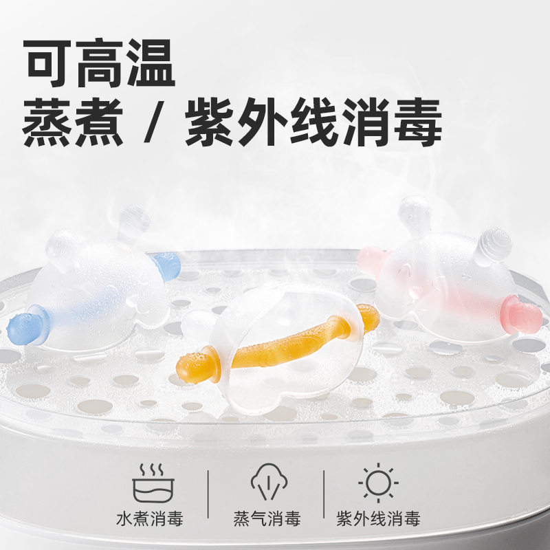 牙胶婴儿磨牙棒小月龄防吃手小蘑菇口欲安抚宝宝三4个月6咬胶玩具