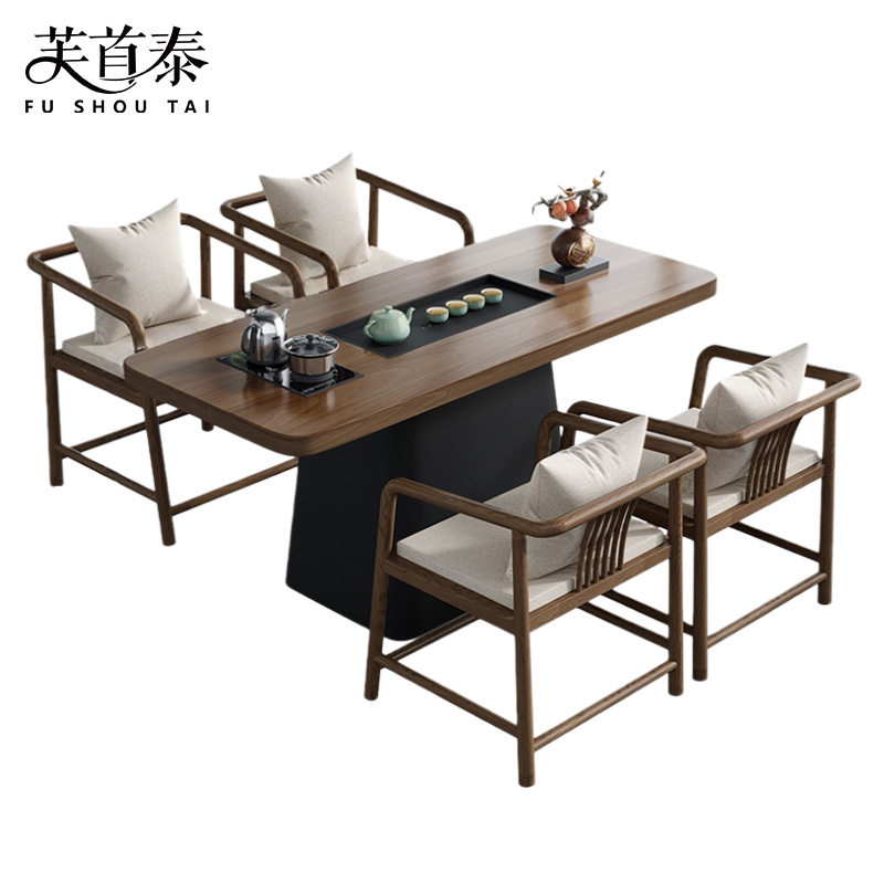 芙首泰茶桌160*70*75cm+4椅套高清大图