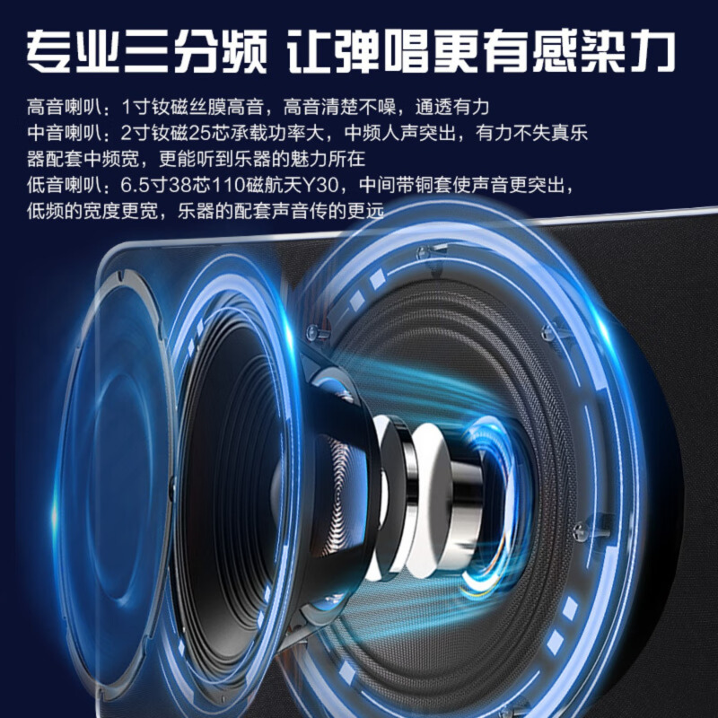 惠度(HuiDu)NB-500L专业电吹管演唱音箱双数字直播录音三分频挎包式带双麦电视伴侣音箱