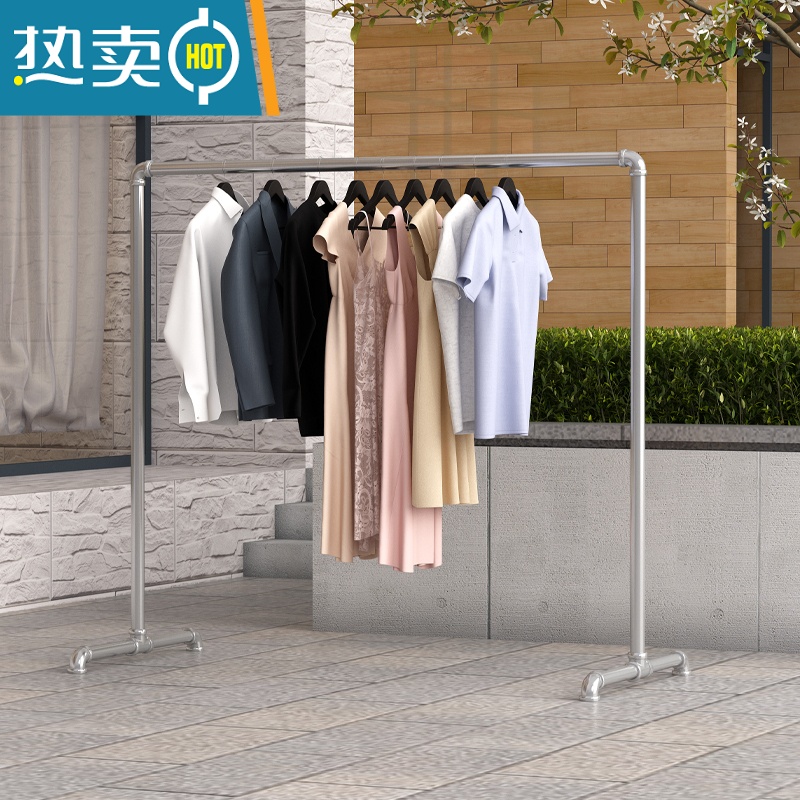 敬平镀锌钢管晾衣架落地阳台家用室外晒被架卧室室内挂衣架简易晾衣杆 三脚款 长2.5米高1.6米 中高清大图