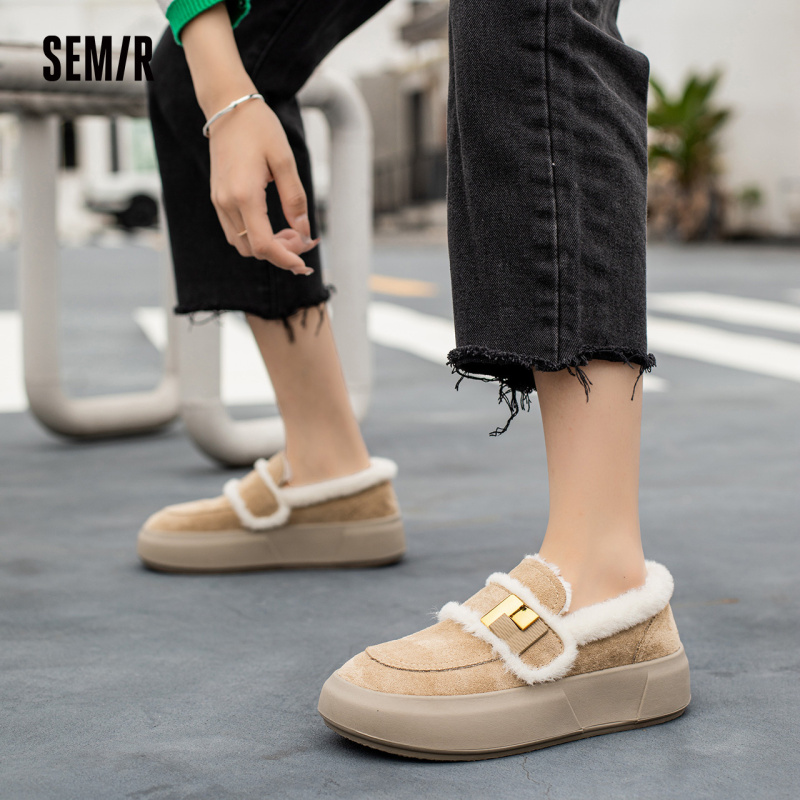semir女鞋2023冬季新款加绒加厚百搭休闲鞋轻便保暖一脚蹬女棉鞋