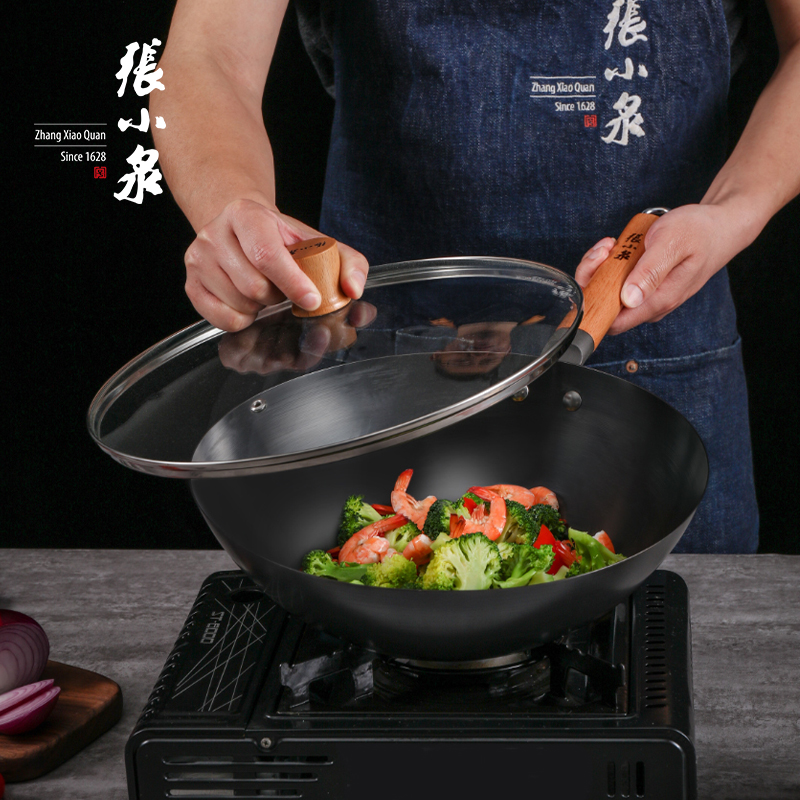 张小泉 精铁旋压炒锅30cm(带盖) C30660200高清大图