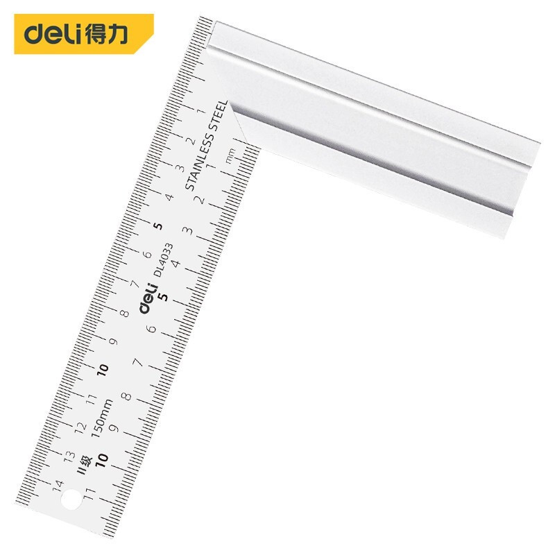 得力(deli)钢角尺双面刻度90度尺拐尺L型木工尺150mm DL4033.