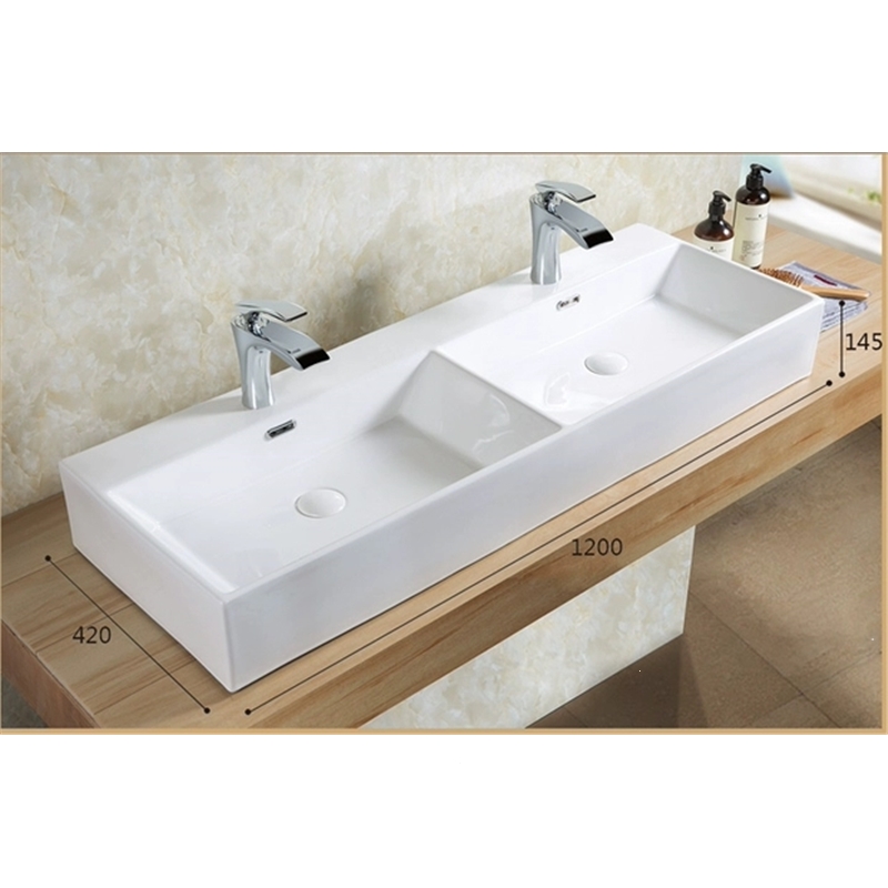 陶瓷双盆洗脸盆台上洗面盆纳丽雅一体双面盆双人台盆双洗手盆洗水池大