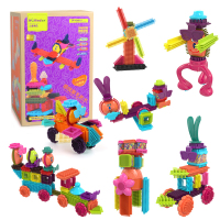 纽奇Nukied 鬃毛儿童积木玩具 男孩女孩早教拼插玩具软积木 150PCS(桶装)