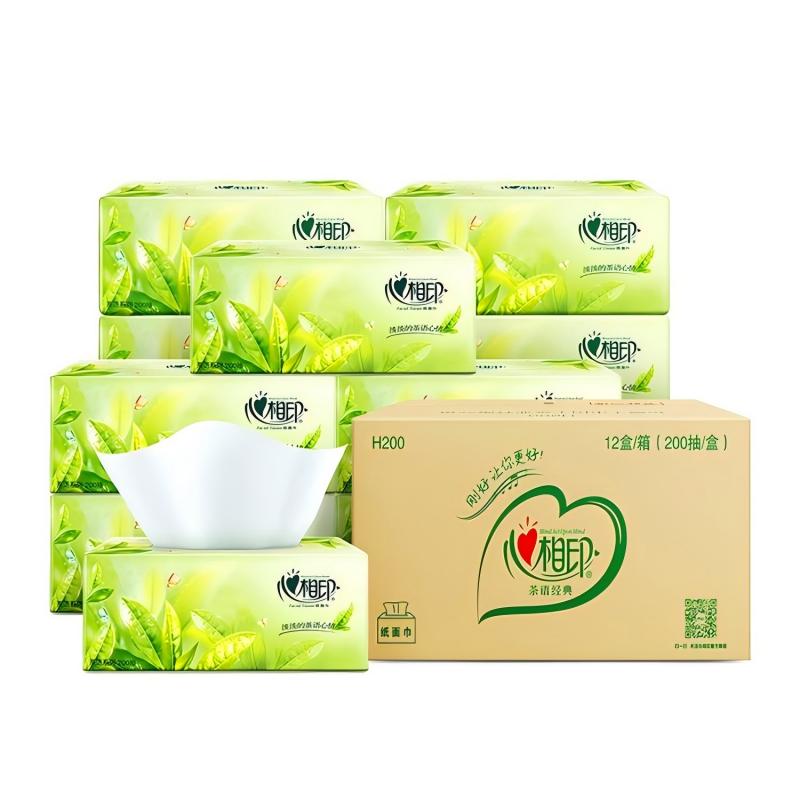 心相印 茶语系列200抽盒装纸面巾12盒整箱