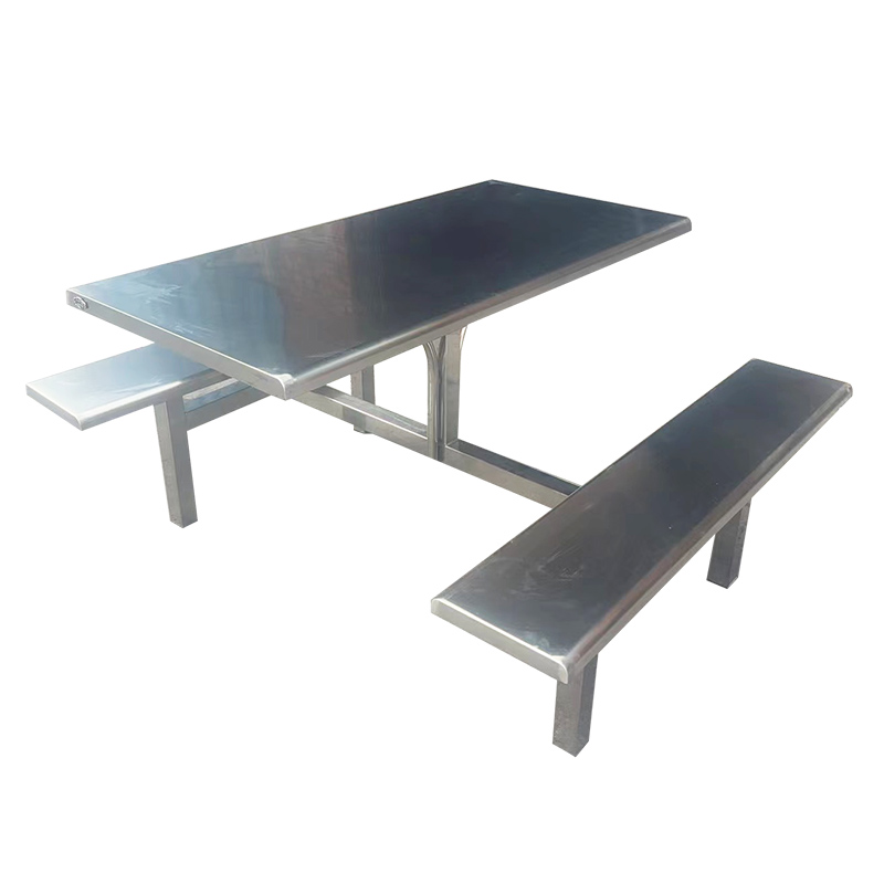 广亿隆食堂餐厅长方形四人位连体餐桌椅高清大图