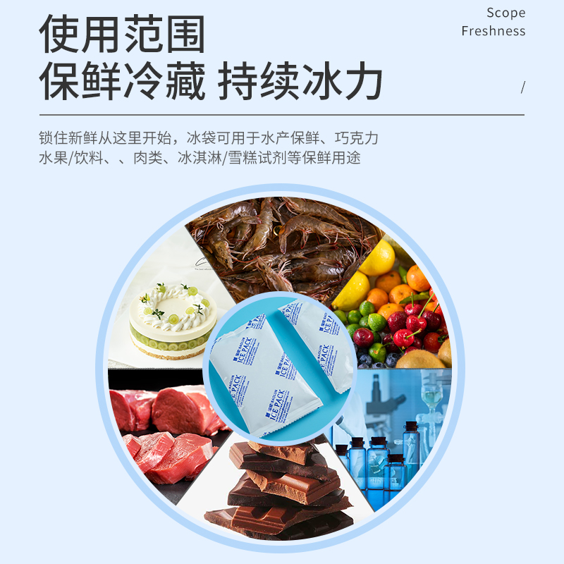 生物冰袋外卖冰袋快递专用冷冻反复使用商用户外保鲜冰敷无需注水-自吸水冰袋-180ml高清大图