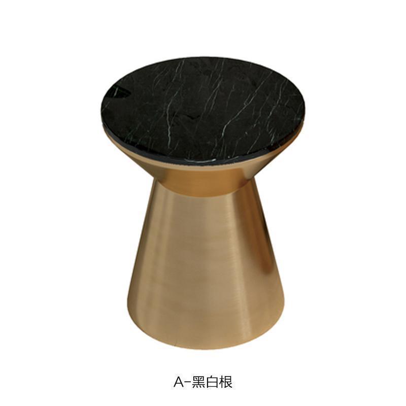 森美人意式简轻奢不锈钢大理石角几酒店小茶几边几沙发边柜客厅床头柜 A-黑白根