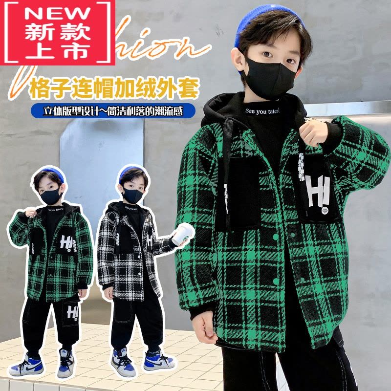 可莉允男童加绒加厚外套秋冬款炸街2022新款中大儿童冬季男孩上衣棉服潮图片