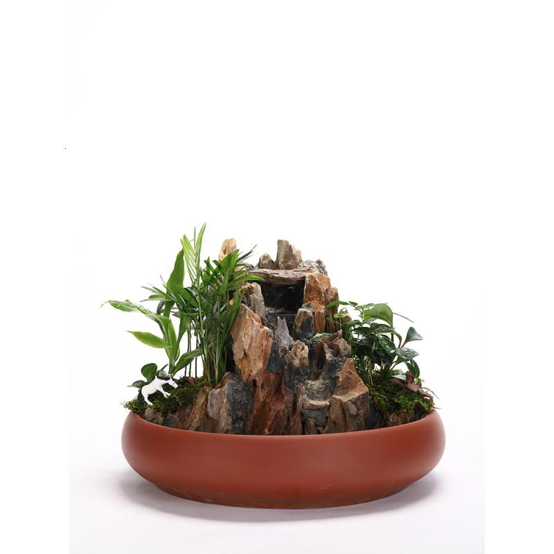 美帮汇新中式喷泉流水摆件盆景假山植物造景微景观客厅茶桌装饰高清大图