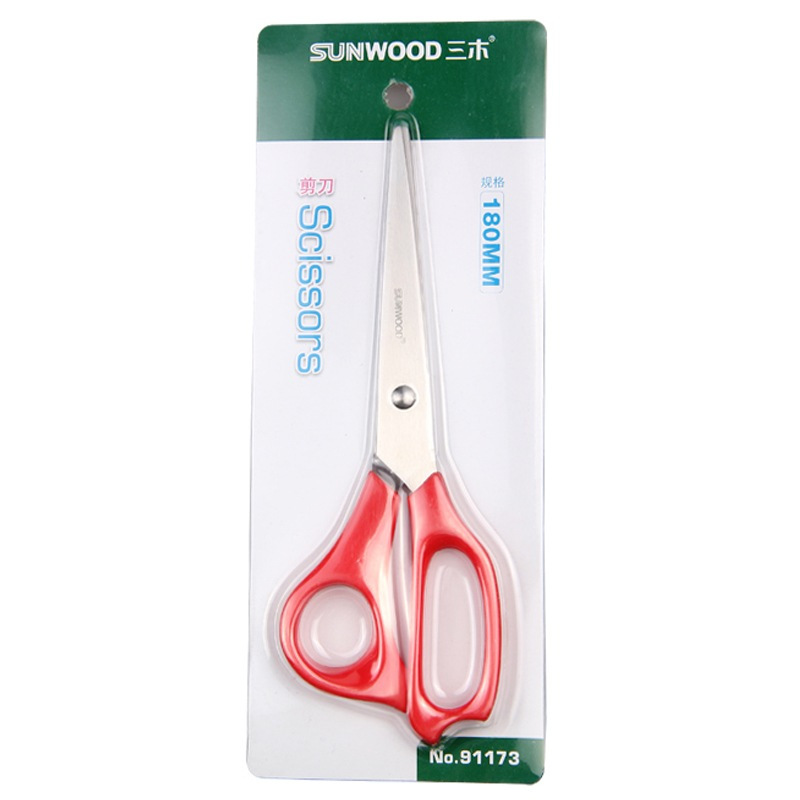 三木(SUNWOOD)91173 180mm办公剪刀4把装 不锈钢手工剪纸 裁纸剪刀 办公文具用品 颜色随机
