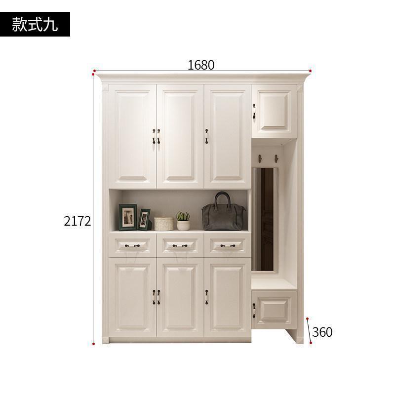 森美人简约现代鞋柜厅柜入户衣帽柜带换鞋凳玄关柜欧式储物柜定制隔断 9款(罗马柱元素):长1680x宽360x高2172mm组装