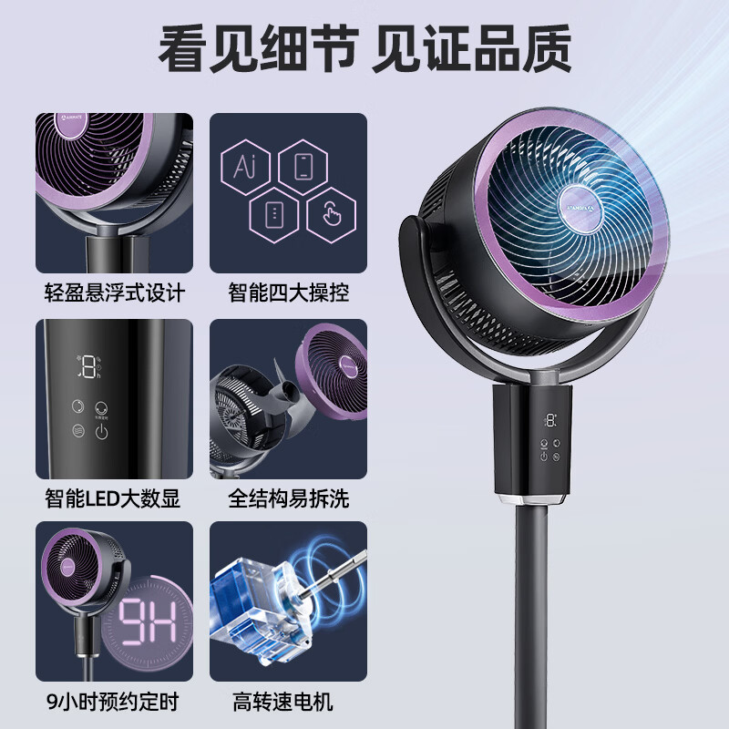 艾美特(AIRMATE)空气循环扇家用电风扇负离子净化落地扇宿舍卧室办公室空调伴侣 FA18-SRDI210 语音+遥控高清大图
