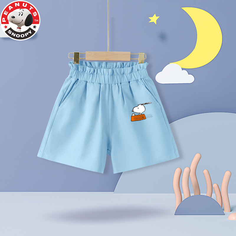 史努比(SNOOPY)儿童夏季短裤女童裤子纯棉宽松花苞腰女孩子休闲百搭外出裤23TV01