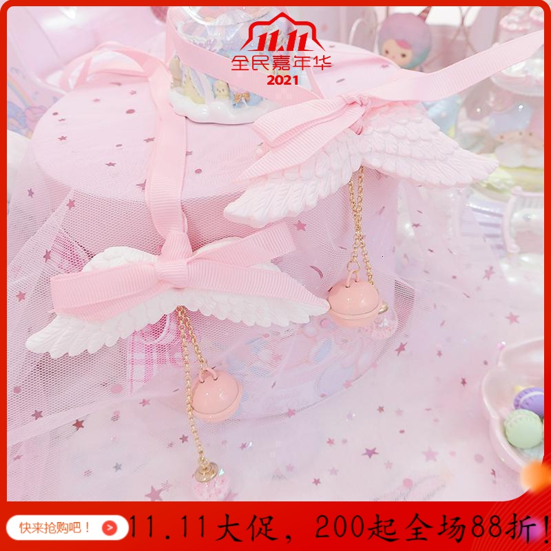少女心翅膀汽车挂饰 天使之翼石膏铃铛丝带挂件 香薰汽车香薰_958_656