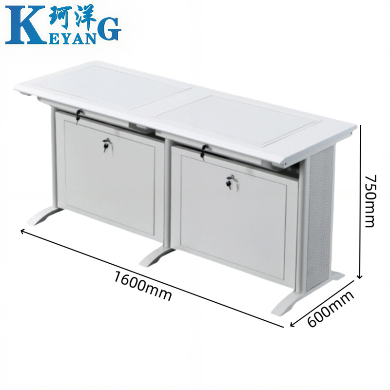 珂洋 翻转电脑桌 两人灰白色 张高清大图