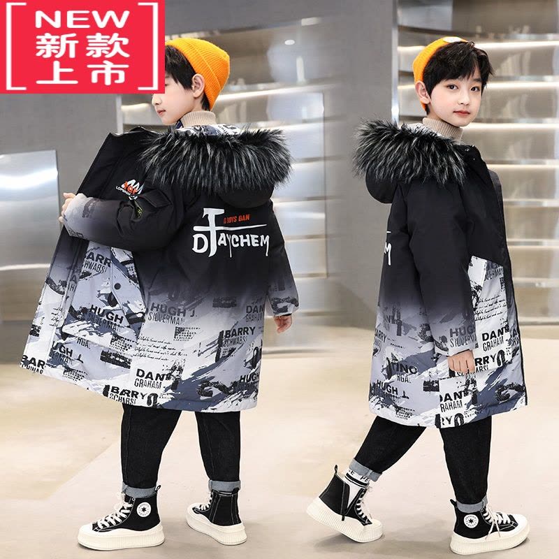 可莉允男童棉衣冬装2022新款洋气冬季加厚中长款羽绒棉服棉袄外套儿童装图片